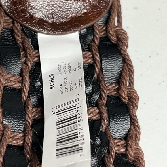 Brown Braided Wide Belt - Picture 5 of 14